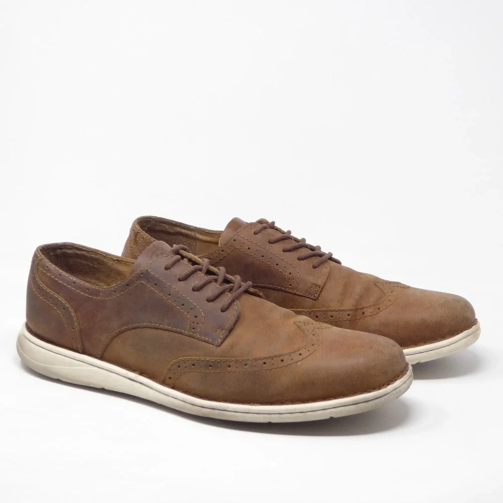 Born Tobias Mens Oxford Shoes Brown Leather Wingtip Lace Up 13